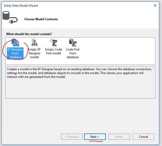 EF Designer from database